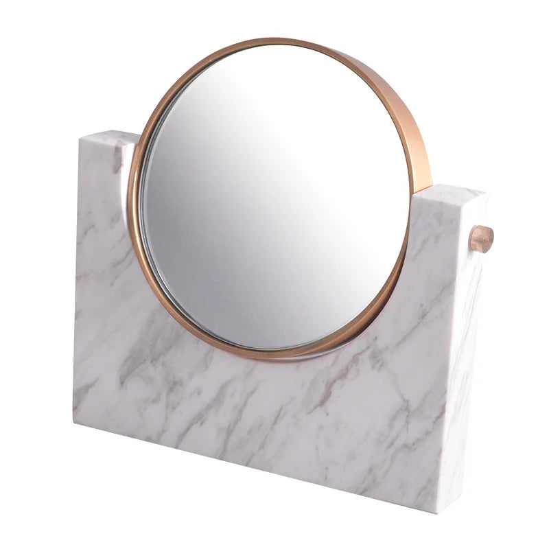 New Design Marble Stone Home Decor Mirror Delicate Marble Base Make up Mirror for Bedroom