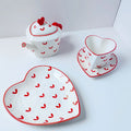 Ins Korea High Appearance Level Hand-painted love Coffee Mug Irregular Heart Teapot Set