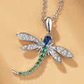 CAOSHI Animal Series Fashion Dragonfly Shaped Pendant Brass Chain Pave Zirconia Rhinestone Silver Color Pendant Necklace