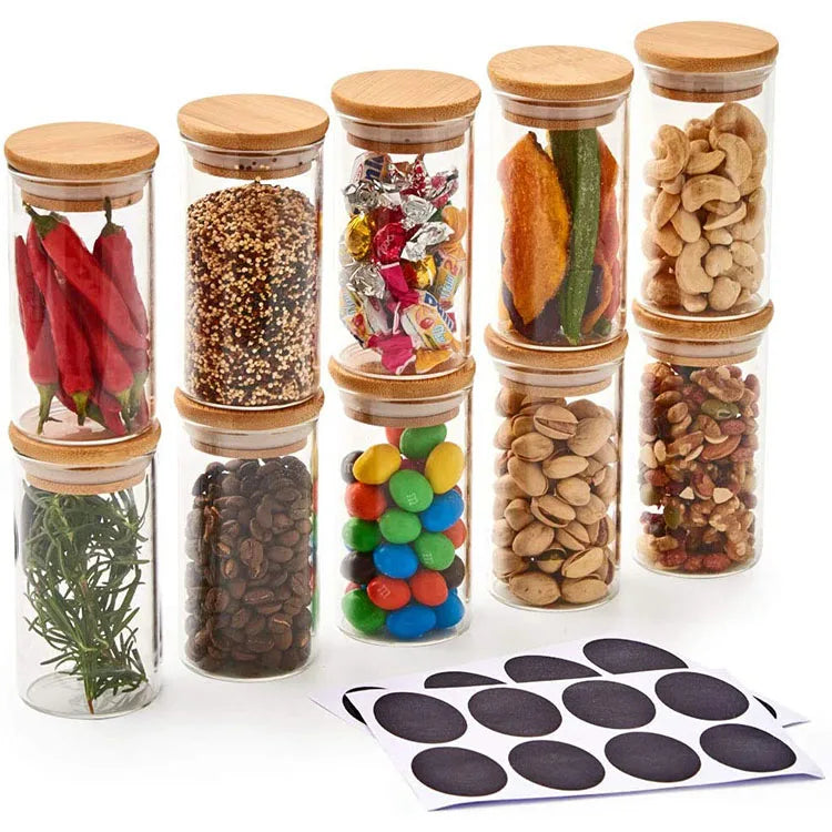 High Quality 4 6 8 10 oz 80ml 120ml 200ml Customize Small High Borolicicate Glass Salt Pepper Food Jar with Bamboo Lid