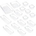 Hot Selling 17-Piece Set Modern Transparent Plastic Cosmetic Storage Box Multifunctional Rectangle Case Food Desk Inspired