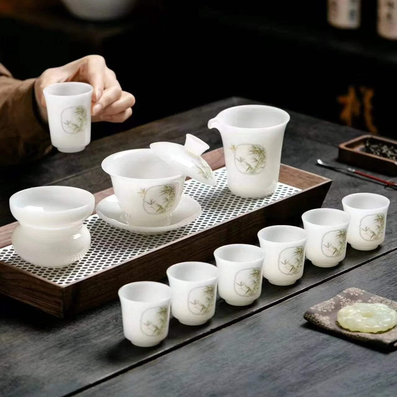 Porcelain Tea Sets 11pcs Ceramic Tea Set Gaiwan and Tea Cup