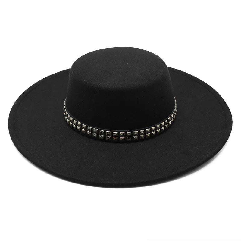 New Women Men   Felt Fedora Hat With Wide Brim Black Jazz Fedoras Hats With Chain