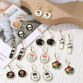 New Korean Cute Earrings Black and White Temperament Zircon Flower Shaped Earrings for Women