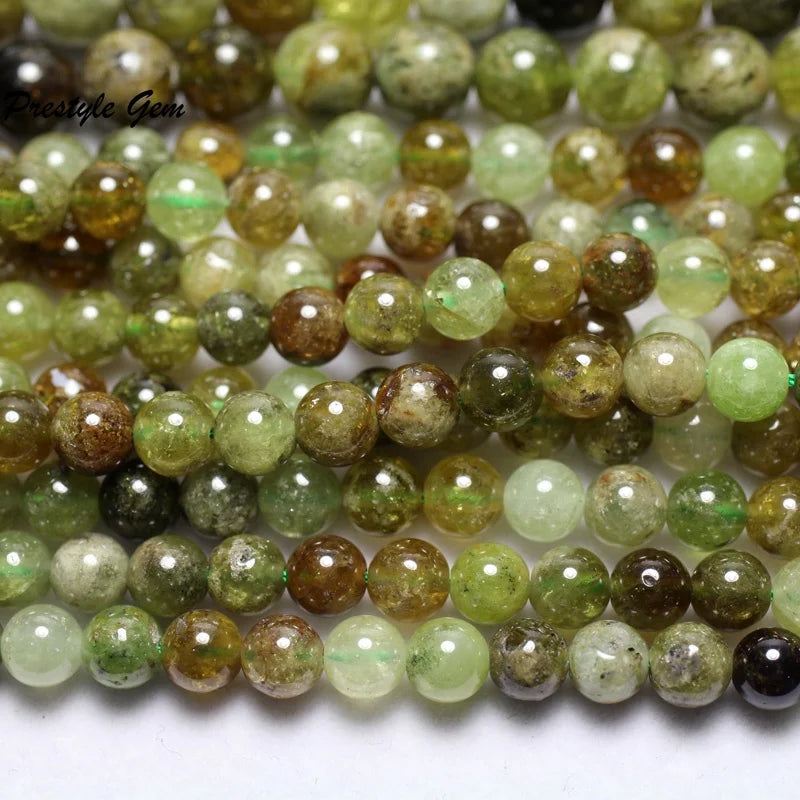 Wholesale Genuine Natural 6mm 8mm 10mm Green Garnet Tsavorite Smooth Round Loose Stone Beads for Jewelry DIY Making