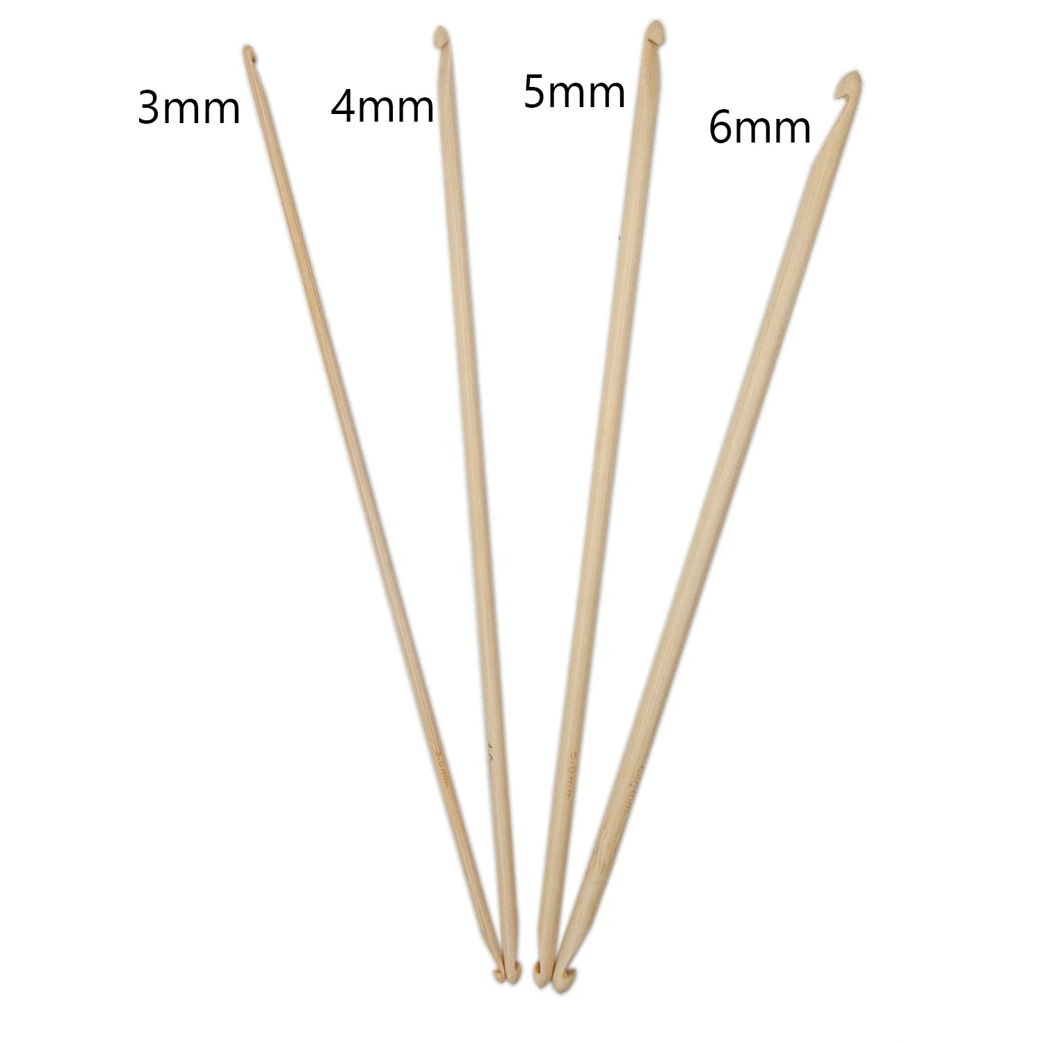 Bamboo Double End Crochet Hooks 3+4+5+6mm