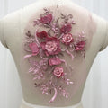 Multicolor Handmade 3D Embroidery Lace Beaded Applique Wedding Dress Veil Accessories in Mesh Fabric 100% Polyester 19cm Width
