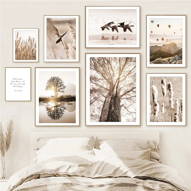 Nordic Modern Landscape Paintings Wheat Withered Tree Dandelion Canyon Posters and Prints Wall Art Canvas Painting