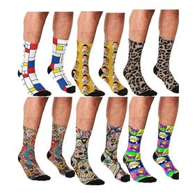 Wholesale Cool Crazy Leopard Comic Digital Print Socks Men Personalized Printed Sublimation Socks