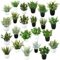 Pack Mini Potted Fake Plants Artificial Plastic Eucalyptus Plants for Home Office Desk Farmhouse Room Decor