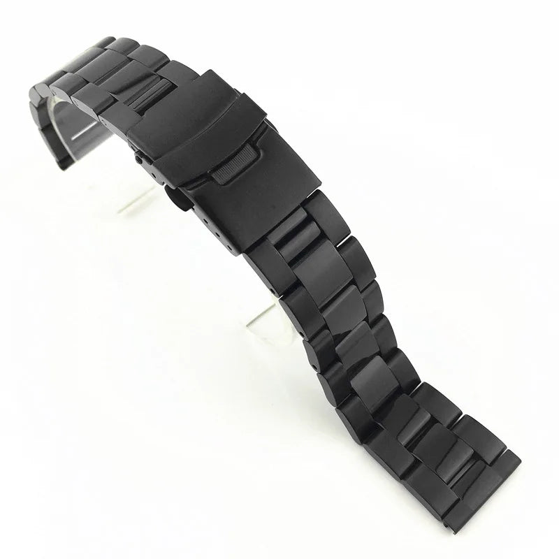 PVD Black Plated Solid 316L Stainless Steel Watch Band  20 22 24 mm Diving Watch Black Metal Watch Band Chain for Seik
