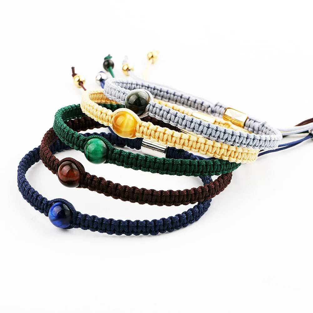 Factory Direct Making Natural Stone Tiger Eye Beads Cord Woven Handmade Custom Bracelet Women Men