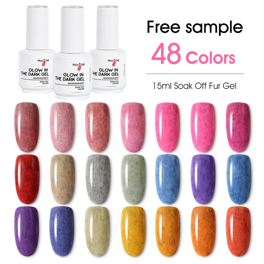 MissGel High Pigment 15ml Glow in the Dark Organic Vegan Wholesale Nail Supplies Custom Private Label UV Nail Gel Polish