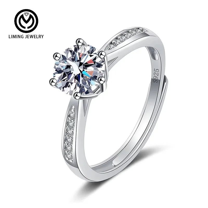 MR33 Women 925 Sterling Silver Moissanite Engagement Ring Wedding and Promise Jewelry with Non-Tarnish Finger Fit Rhodium Plated