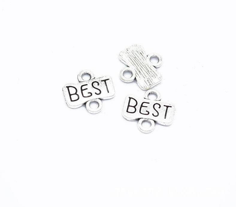 AA00261 Alloy Engraved Best Friend Word Pendant Charms for DIY Necklaces Bracelets Bangles Key Chains