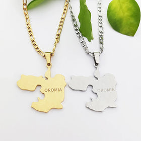 I LOVE Oromia Map Pendant Necklace Fashion Design Hollow Map of Oromia Patriotic Symbol Necklace Gift for Unisex