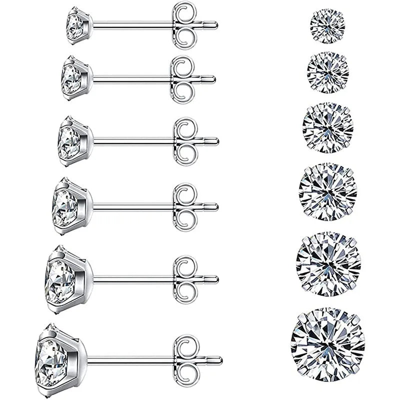Hot Sale Jewelry 316l Surgical Stainless Steel Earrings Hypoallergenic Cubic Zirconia Cz Stud Earrings for Women Men
