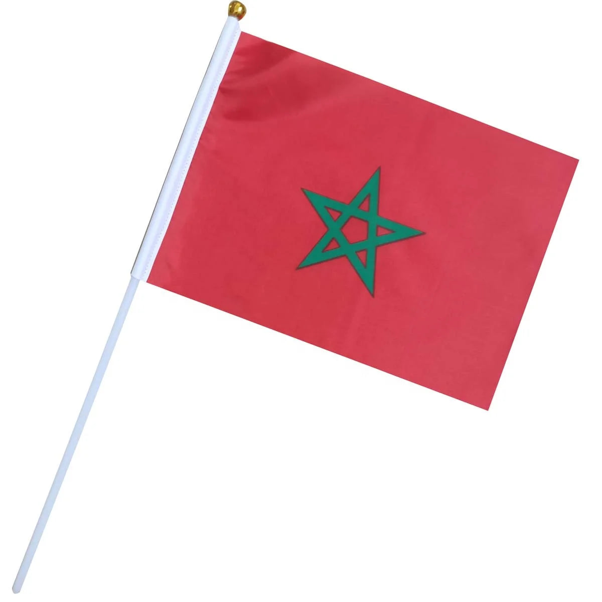 Morocco Hand Waving Flags with PP Pole Silk Screen Printed Polyester High Visibility for Promotional Activities