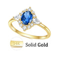 OL0903R Abiding Wholesale Cluster White Cz Halo Lab Blue Tanzanite Gemstone Solid Gold 9K 10K 14K 18K Jewelry Ring