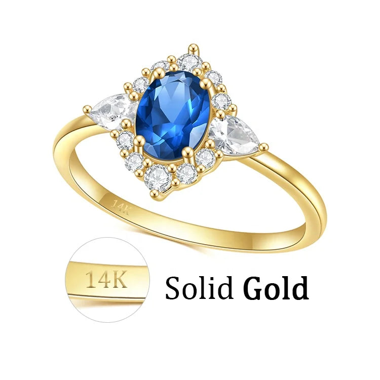 OL0903R Abiding Wholesale Cluster White Cz Halo Lab Blue Tanzanite Gemstone Solid Gold 9K 10K 14K 18K Jewelry Ring