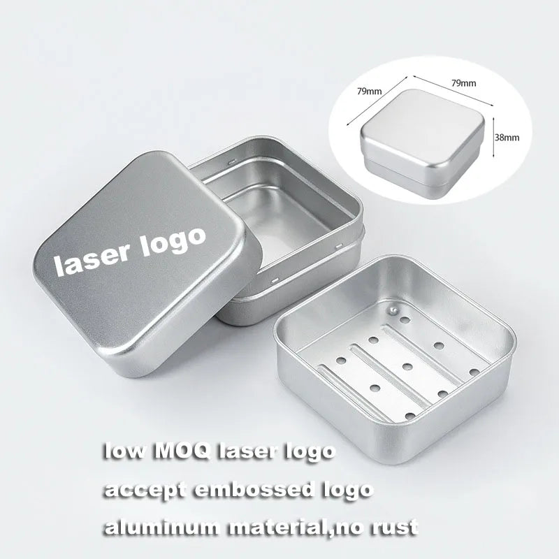 New Design Laser Logo No Rust Travel Tin Soap Box Three Layer Draining Water Aluminum Soap Case for Soap Bar Bathroom