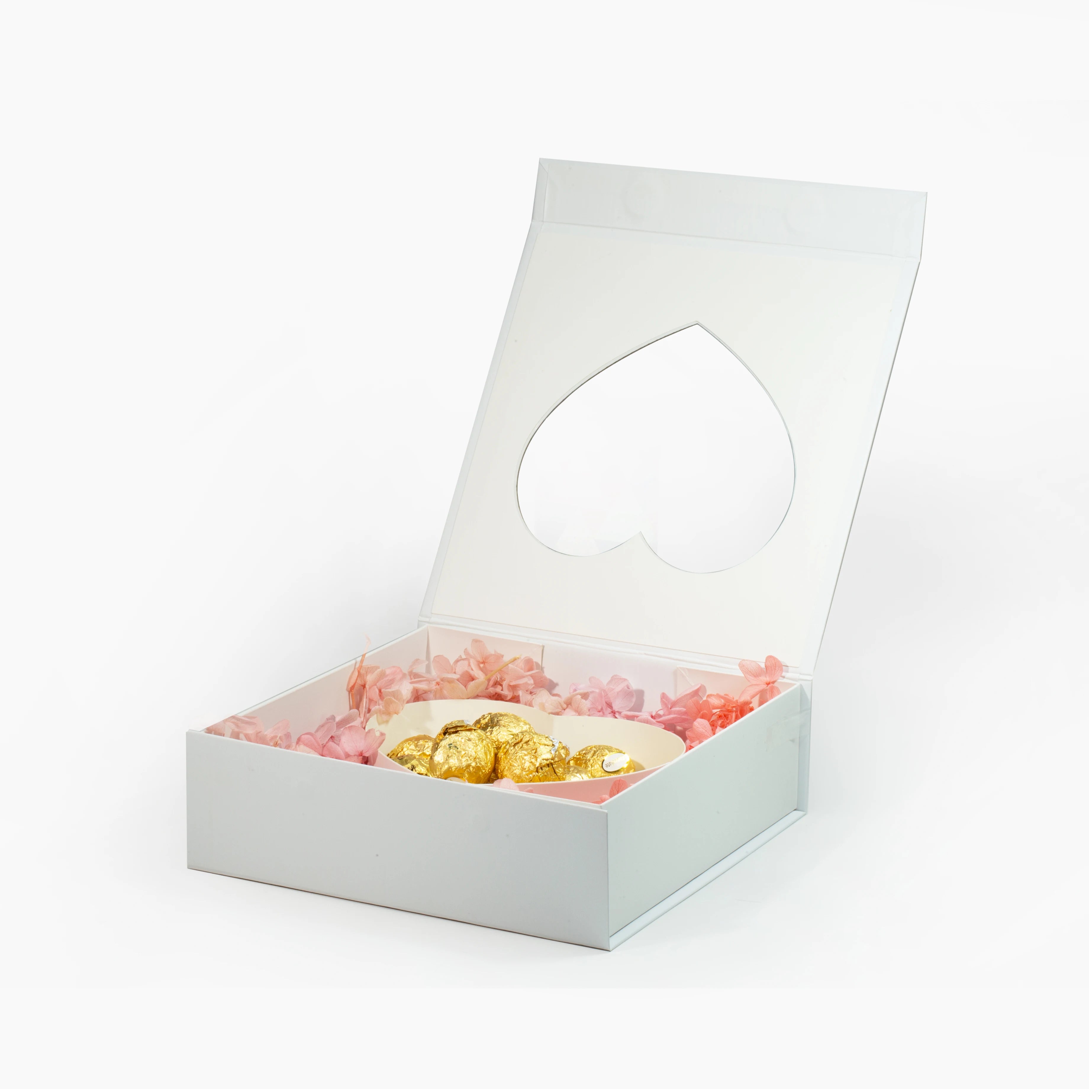 Low MOQ Customizable Logo Printed Heart Window Box Paperboard Cardboard for Valentine's Day Gifts Recyclable Material