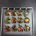 Crystals Healing Stones Sterling Silver 925 Setting Charm Necklace Natural Ammolite Star Pendant
