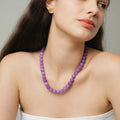 Light Luxury French Retro Design Natural Stone Lavender Amethyst Beads Beaded Necklace for Women Jewelry