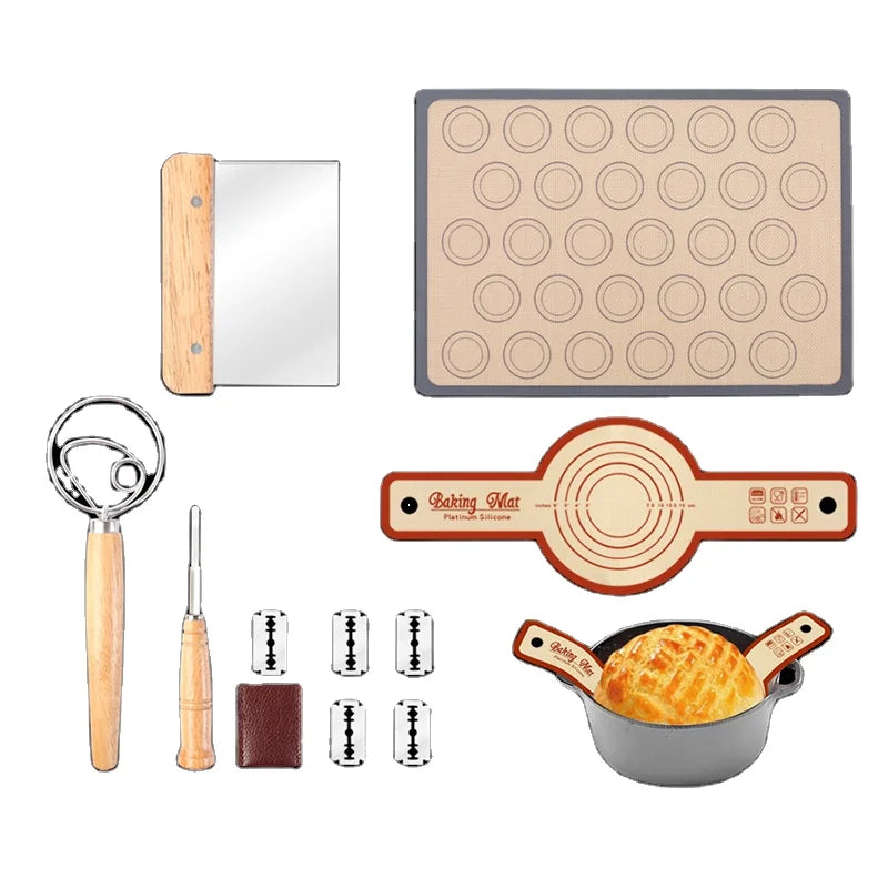 OEM/ODM Must Have Kitchen Gadgets Modern Style Rectangle Silicone Baking Set Kitchen Oven Bread Mat and Ball Wholesale Bread Baking Tool