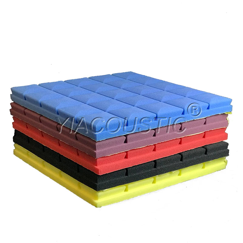 12 Pack 50cm X 50cm TV Studio Acoustic Panels Soundproof and Sound Absorbing Pyramid Foam for Wall Soundproofing