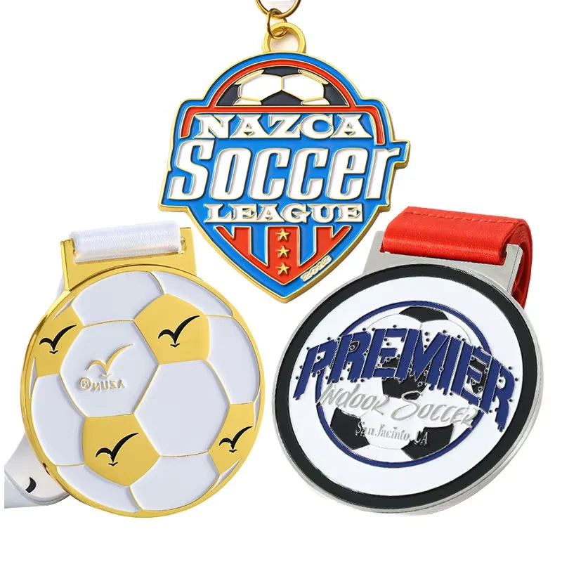 Golden Medal Custom International Cup Football Soccer Medals Metal Zinc Alloy 3D Logo Enamel Medals
