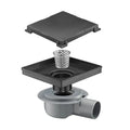 Wholesale 15x15 CM Square Shower Drain with Horizontal Outlet Adapter Brushed Grey 304 Stainless Steel Tile Insert Floor Drain