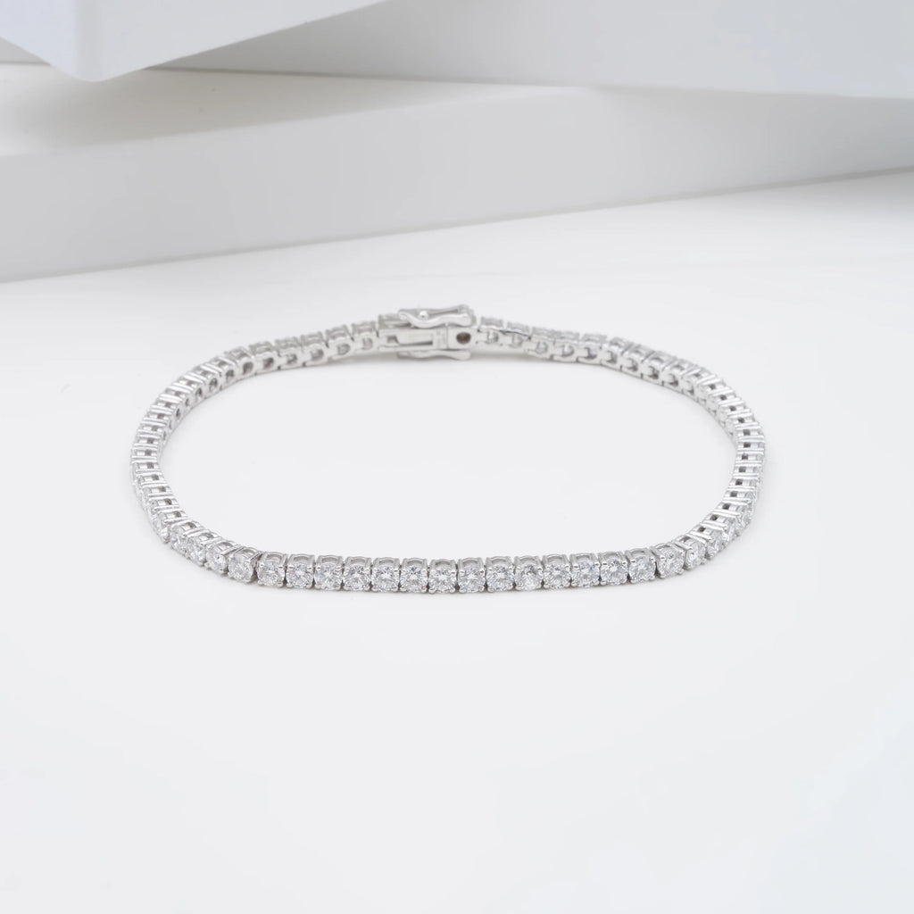 Starsgem Custom Round Brilliant Cut 3.5mm 10k 14k Gold Moissanite Lab Grown Diamond Moissanite Bracelet Chain Women