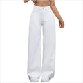 Classic Women's High-Waisted Buggy Jeans White Loose-Fitting Casual Style with Breathable Denim Weave MegaBDM