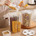 OWNSWING Cereal Dispenser Leakproof 4-Grid Airtight Kitchen Rice Storage Container Plastic Square Snack Jars Pantry Organizer