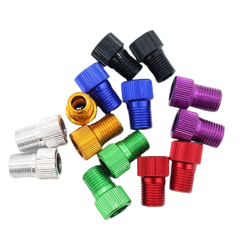 Coloured Durable Aluminium Alloy Bicycle Valve Adapter for Bike Air Valve Wheels Gas Nozzle Converter and Bicycle Repair