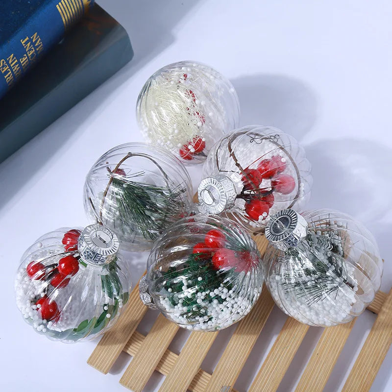 Ychon Clear Christmas Plastic Ornament Ball Transparent Fillable Sphere Light Bulb Rope Removable Metal Cap Custom Size Custom