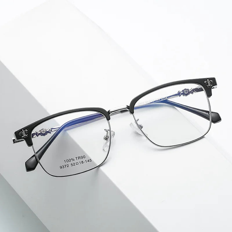 Metal Optical Frame TR90 Blue Eyeglasses Custom Logo Unisex Luxury Eyewear Acetate Material Ready Stock