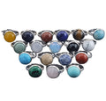 New Trendy Fine Jewelry Plate Silver Gemstone Ring for Women Men Classic Engagement Round Cabochon Healing Reiki Rings