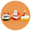 Cute Bear Birthday Cake Resin Cabochon for DIY Jewelry Making Key Chain Pendant Doll House Miniature Food