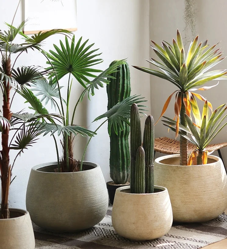 Creative Home Decor Green Design Style Plastic Art Decorative Vase Fabric Leaves Realistic Plants 120-180cm for Thanksgiving