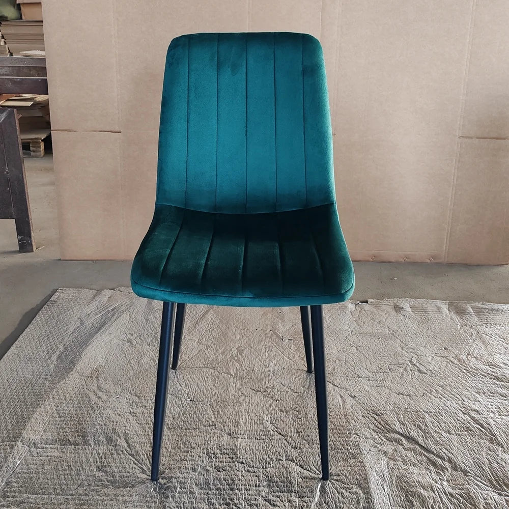 Luxury Nordic Green Blue Upholstered Velvet Fabric Dining Chairs for Dining Room Table