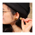 New Retro Style Waterproof Stainless Steel Flower Earrings InTwo Size Good Look  Stud Earrings for Girl Women Gift