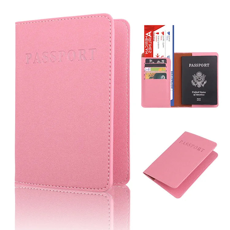 Colorful PU Leather Travel Passport Holder Cover Wallet with Card Slot Ticket Holder for Women