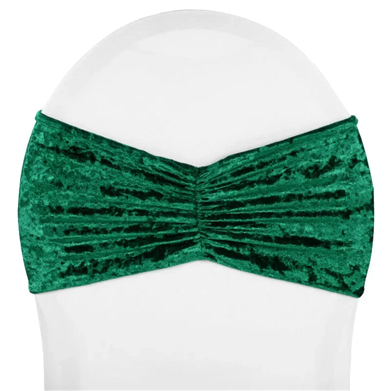 Elegant Velvet Stretch Elastic Chair Tie Backs Ruffle Chair Sashes for Wedding Event Party Decoration