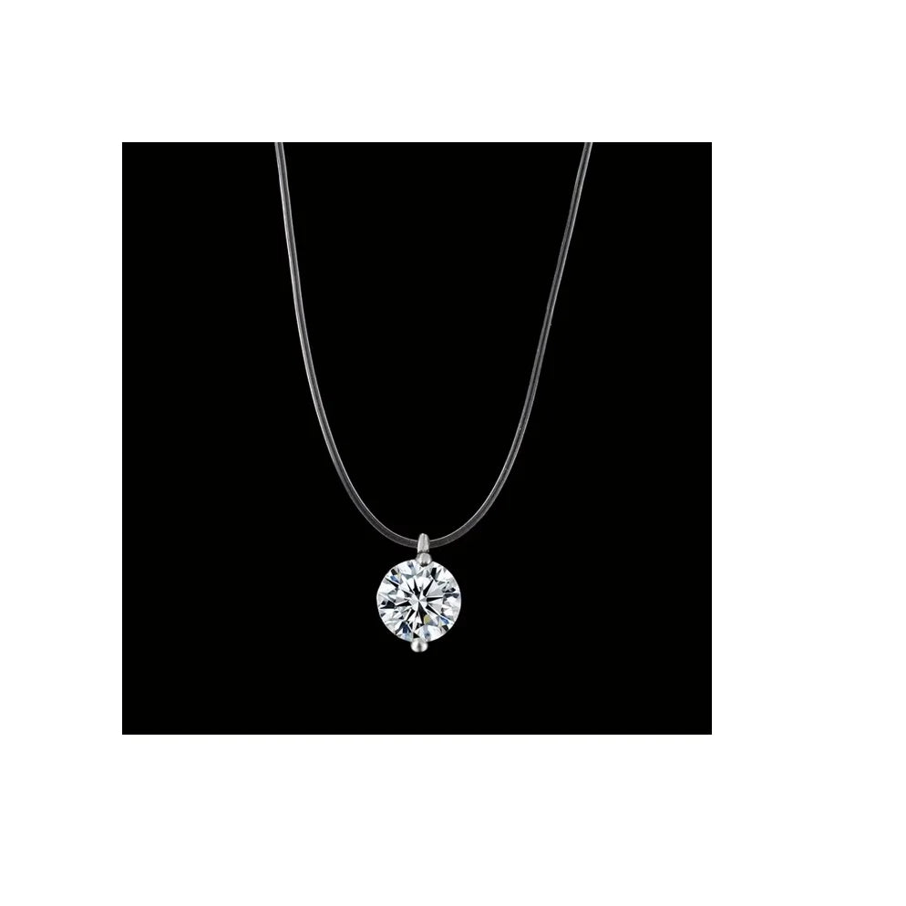 Exquisite Mermaid Tears Fish Line Necklace for Women Simple Design Diamond Shape Zircon Pendant Wedding Chains Pearl Main Stone
