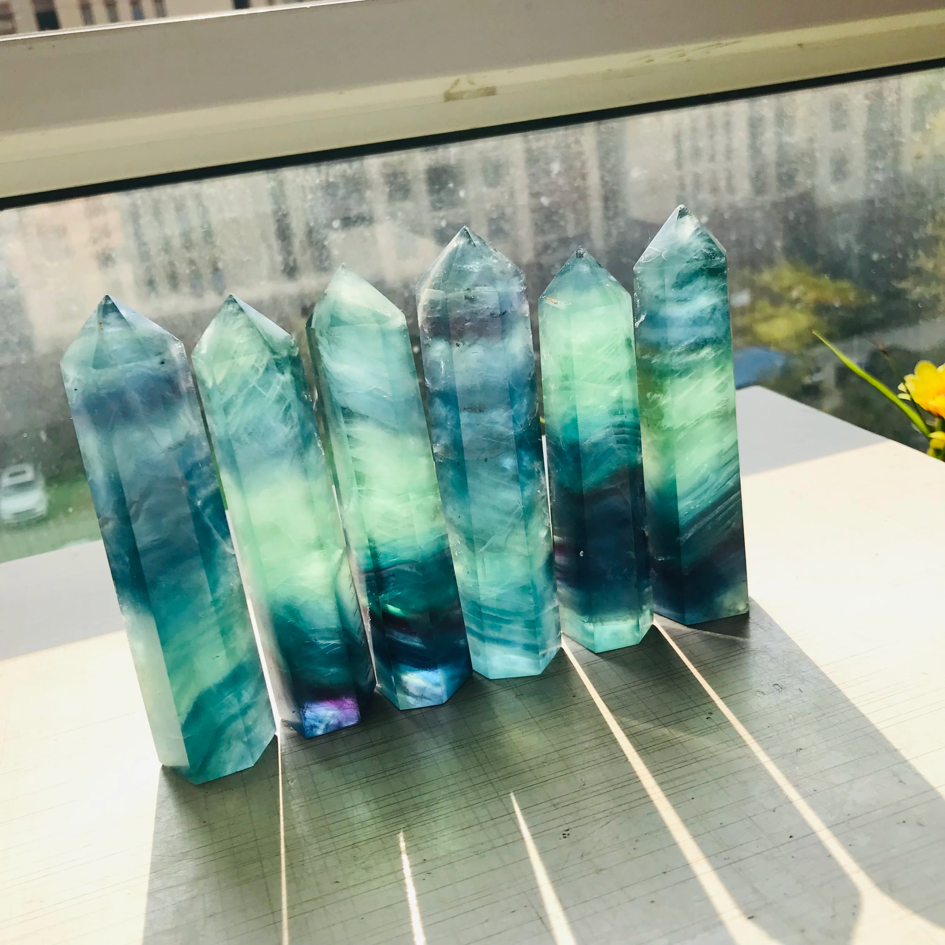 Wholesale Natural Crystal Stone Blue Fluorite Obelisk Crystal Points Wand Healing Quartz for Decoration