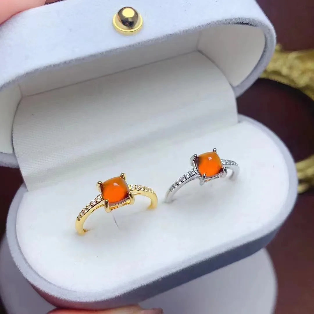 Factory Wholesale 925 Sterling Silver 18k Gold Plating Natural Garnet Classic Emerald Cut Wedding Women's Rings