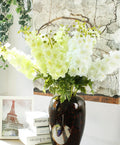 O-X0077 Long Stem Artificial Flower Larkspur Latex Material Blue Real Touch Delphinium Flower for Floral Arrangements