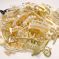 B.PHNE Wholesale Custom Hair Crab Gold Color Women Pearl Rhinestones Metal Hair Claws Clips